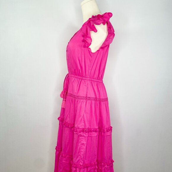 J Crew - Pink Boho Flamenco Pom-Pom Maxi Dress - Picture 3 of 7